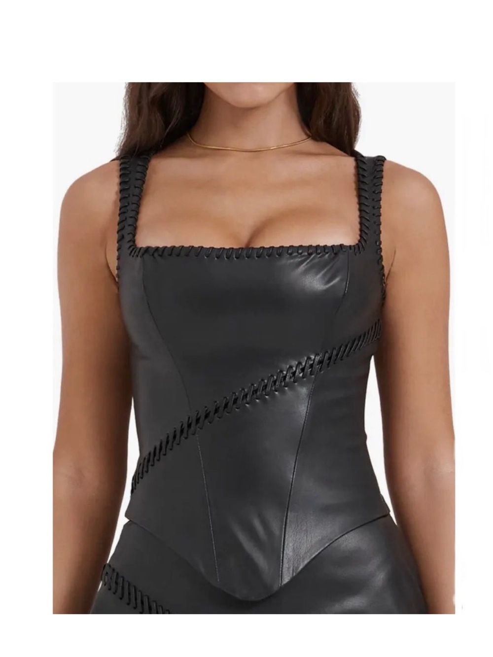 House Of CB Leonie Faux Leather Corset Top